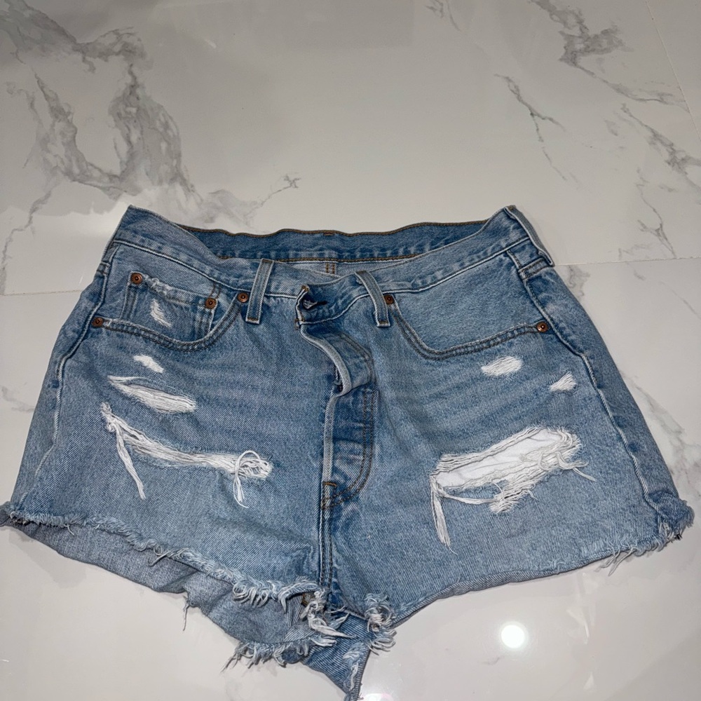 Women's Blue Denim Shorts Levi 501 size 32